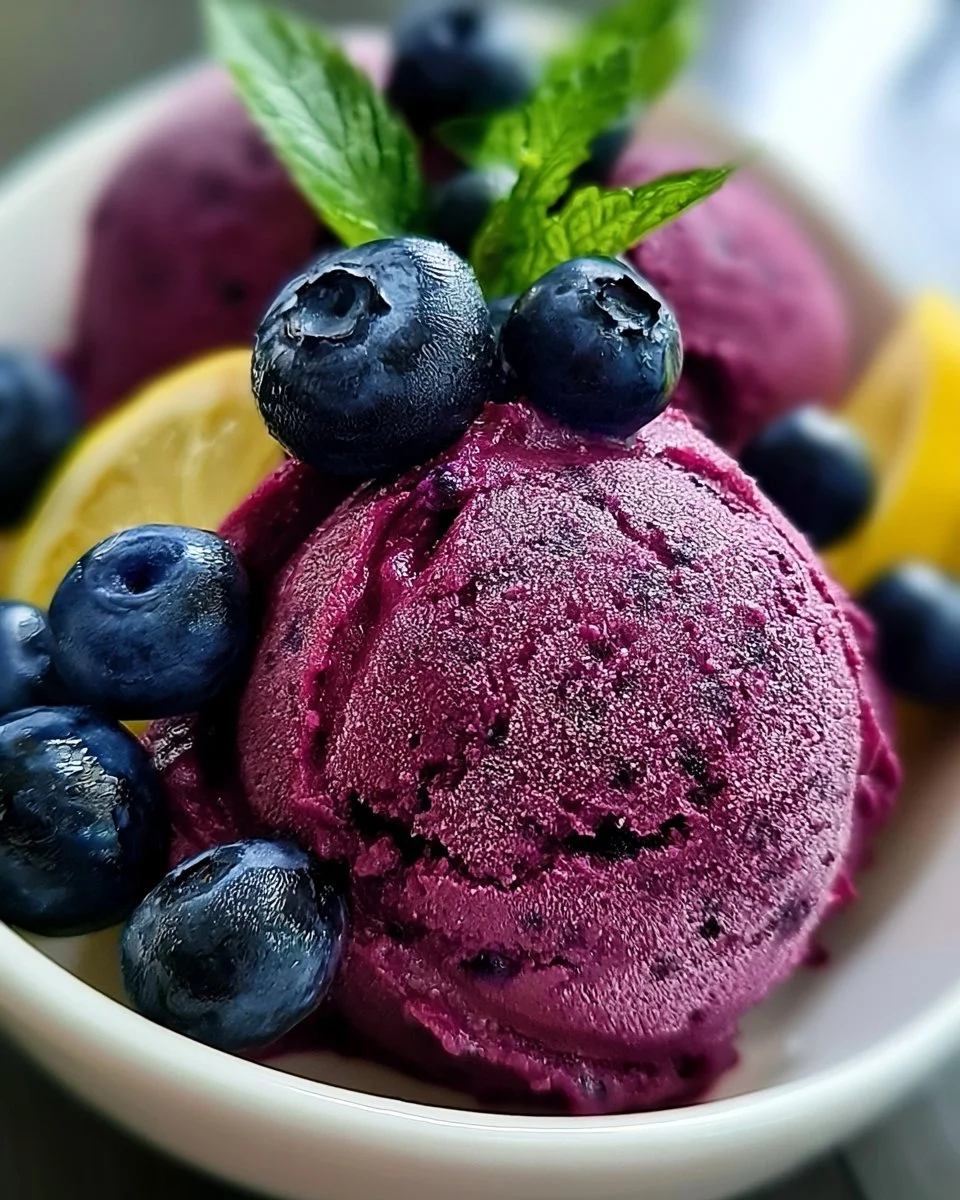 No-Churn Heidelbeer-Zitronen-Sorbet