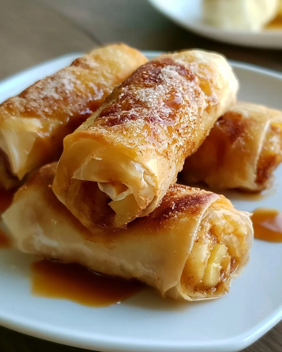 Gebratene Apfelkuchen-Reispapierrollen