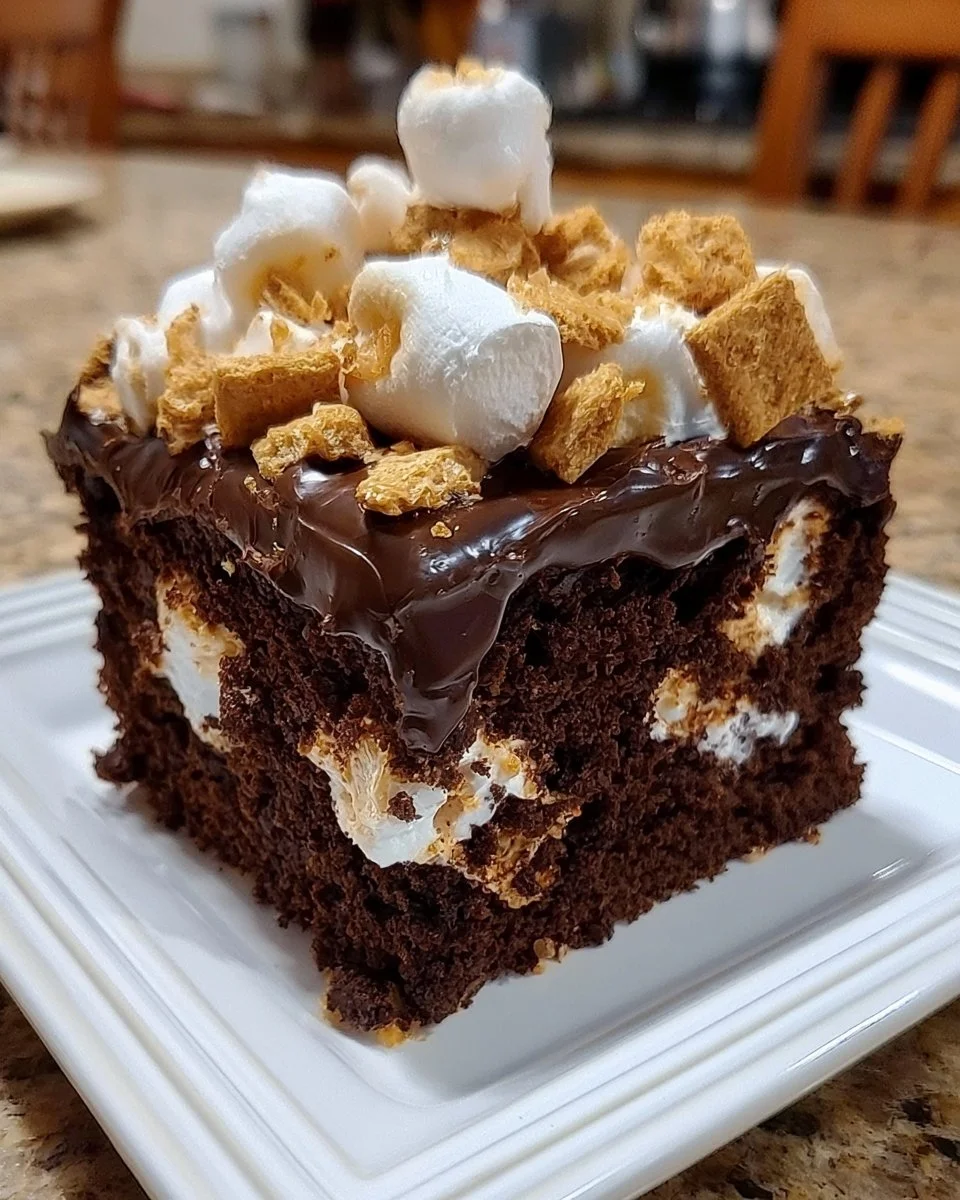 Goldene Grahams S’mores Poke-Kuchen