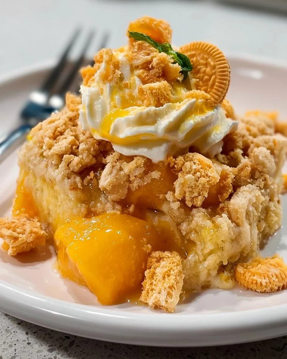 Goldener Oreo-Pfirsich-Dump-Kuchen