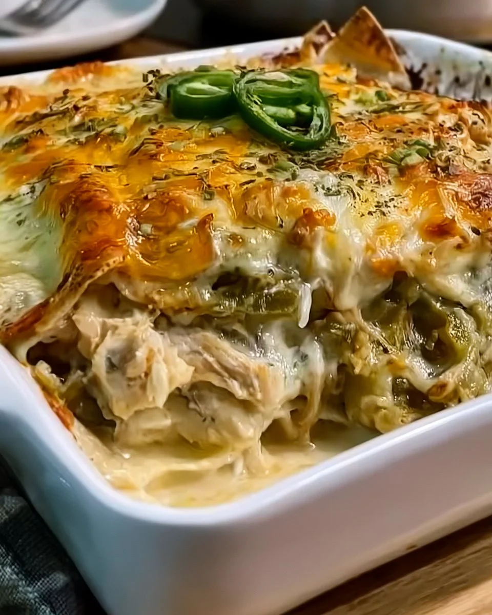 Grüne Chile-Hähnchen-Enchilada-Bake