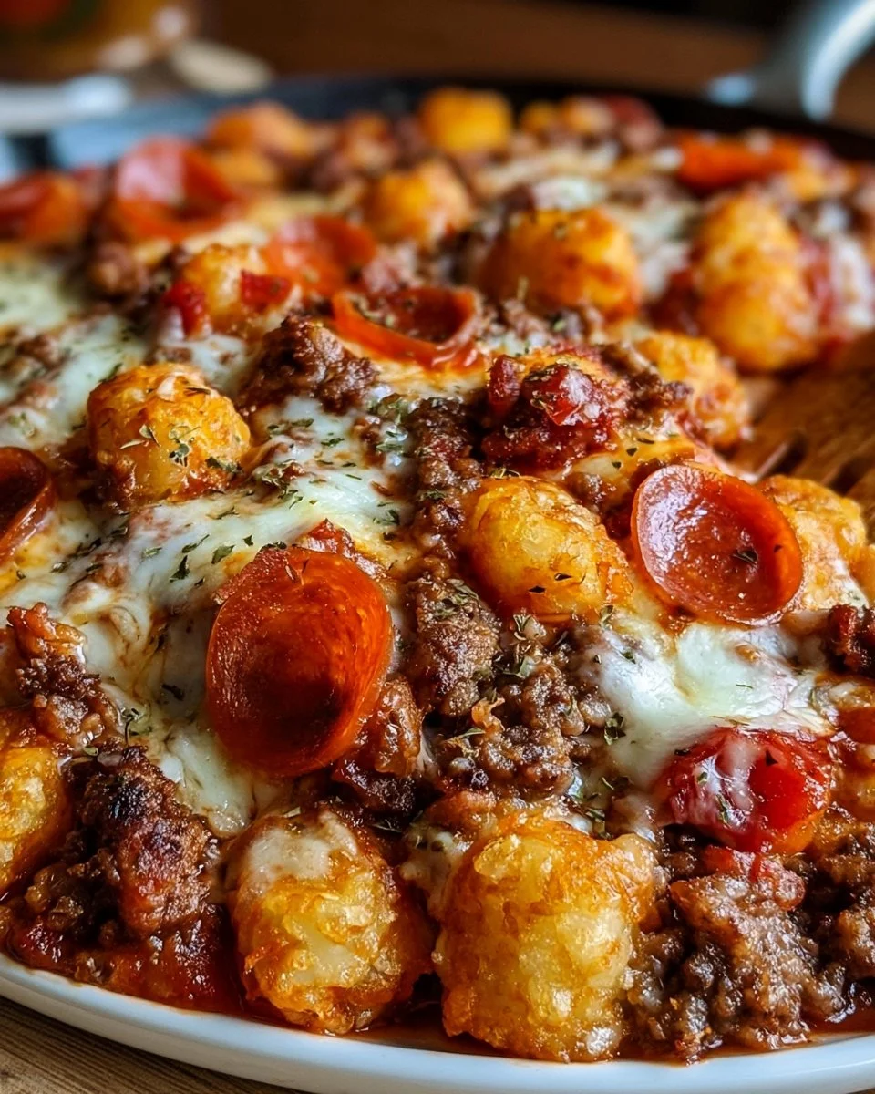 Käse-Tater-Tot-Pizza-Pfanne