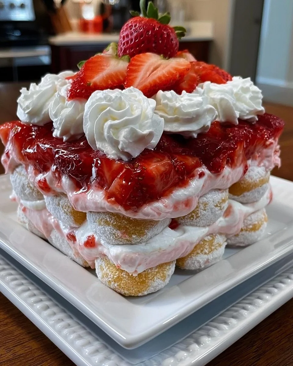 Pulverisierte Donettes Erdbeer-Tiramisu