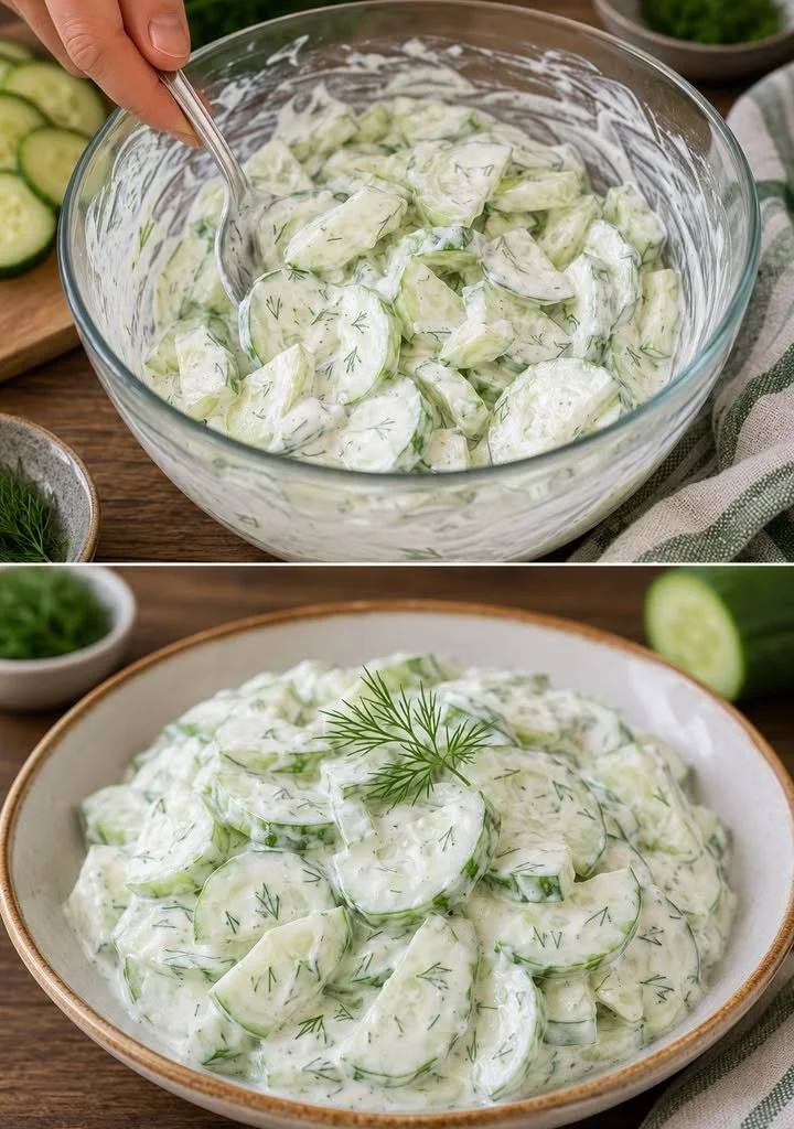 Gurkensalat mit saurer Sahne