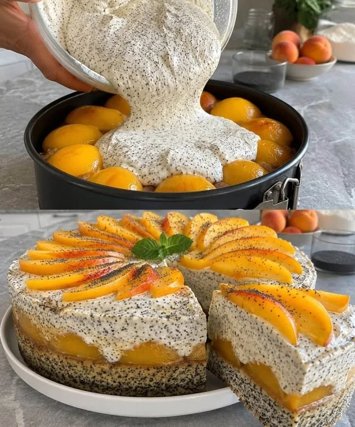 Pfirsichtorte mit Mohn